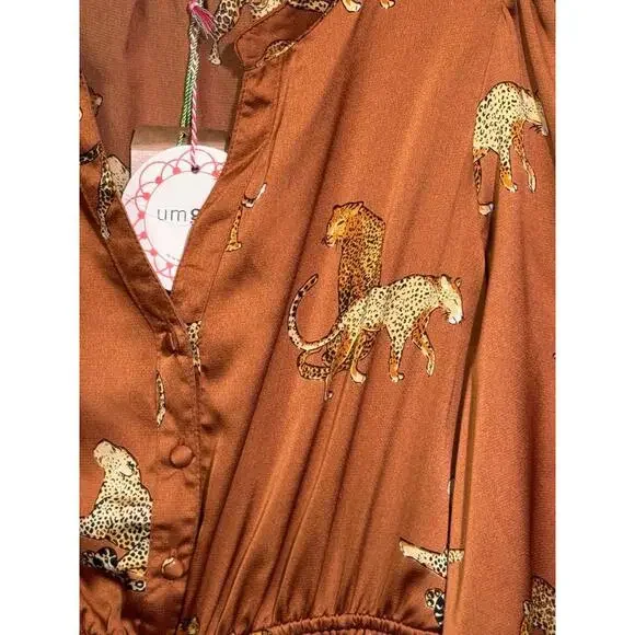 Umgee Brown Leopard Print Jumpsuit - Picture 5 of 10